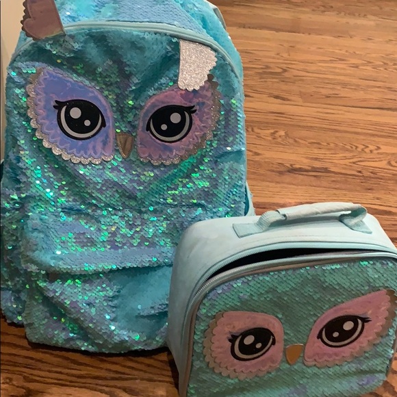 justice blue owl backpack